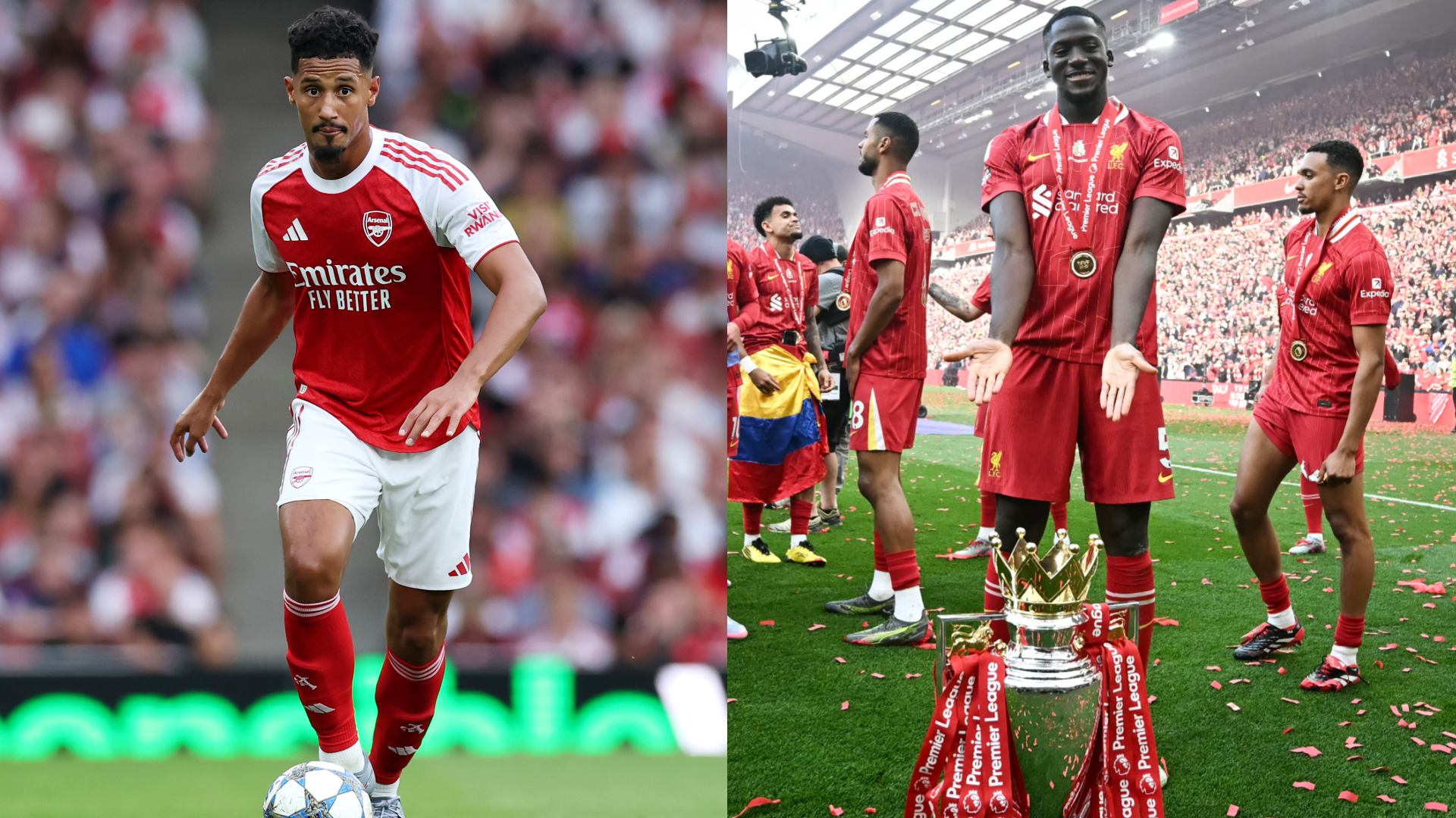 Konate Teases Saliba Over Arsenal’s Premier League Ambitions 1 GOAL20 20Multiple20Images20 20220Split20 20Facebook20 202025 10 09T091125.824